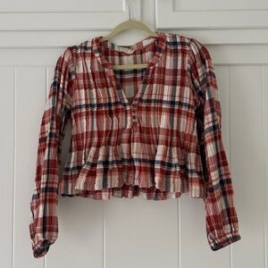 Pilcro Plaid Top